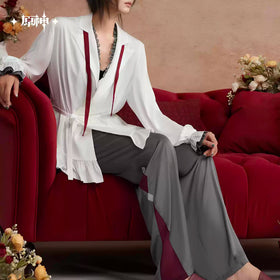 Arlecchino Evening Tea Talks Pajama Set (Including Hair Scrunchie)