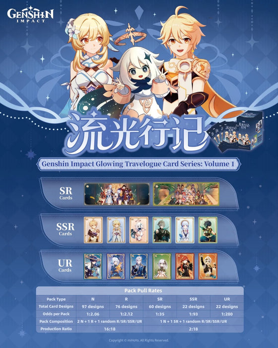 Genshin Impact Glowing Travelogue Collectible Card Series: Volume 1